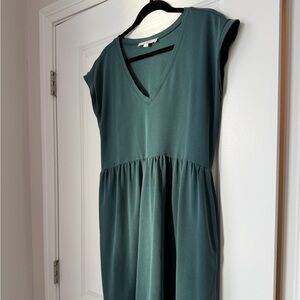 LOFT Teal V-Neck Babydoll Dress